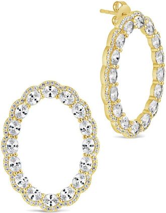 Sterling Forever Cz Rosario Oval Stud Earrings