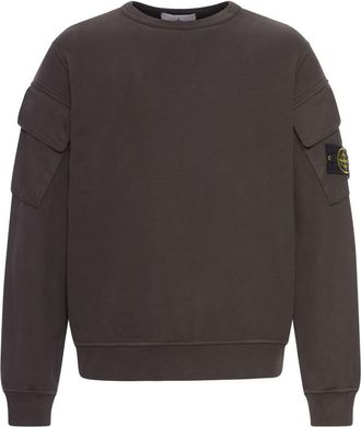 Stone Island Logo Cotton Crewneck Sweatshirt