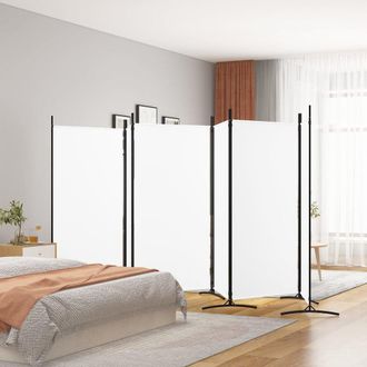 vidaXL 6-Panel Room Divider White 204.7x70.9 Fabric