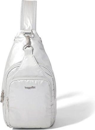 Baggallini Central Park Sling Backpack Womens Bags Silver Metallic, Nylon