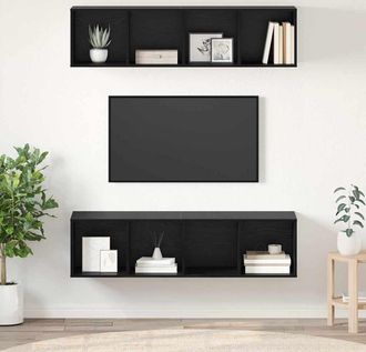 vidaXL Vidaxl - Set Mobile Tv 2 Pcs Rovere Nero 37 X 37 X 142.5 Cm