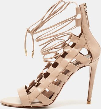 Aquazzura Dusty Pink Leather Amazon Sandals