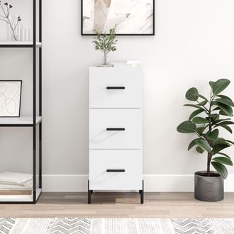 vidaXL Vidaxl - Aparador De Madera Contrachapada Blanco Brillante 34,5x34x90 Cm