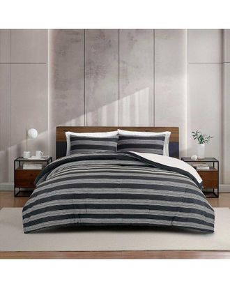 Kenneth Cole Banded Stripe Textured Comforter Set