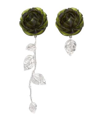 Magda Butrym Rose Asymmetrical Drop Brass-Resin Earrings