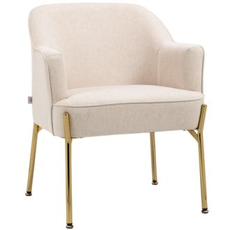 HOMCOM Fabric Armchair Accent Chair w/ Metal Legs for Living Room Bedroom White | TJ Hughes
