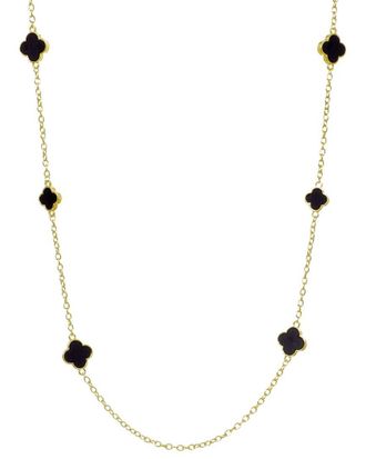 Adornia Adornia Plated 36In Black Flower Station Necklace