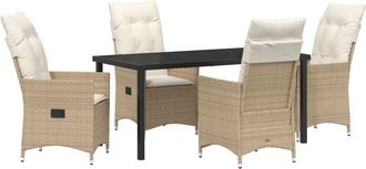 vidaXL Garden Dining Set with Cushion 5 pcs Beige Poly rattan Vidaxl