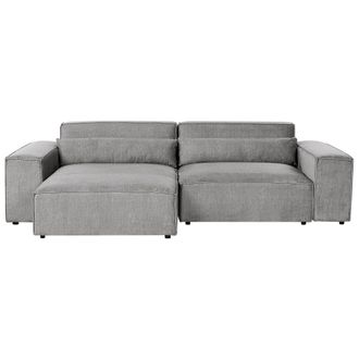Beliani Beliani - Moderno Sof&aacute; Esquinero Modular 2 Plazas Tapizado De Tela Gris Derecho Hellnar