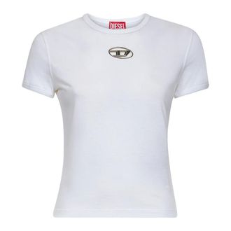 Diesel T-Shirts, female, White, S, White T-shirts and Polos with Oval Logo