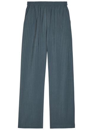 Emporio Armani Striped Loose Straight-leg Trousers - Navy - 48 (UK16 / XL)