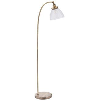 Loops Curved Arm Floor Lamp Antique Brass Tall Free Standing Metal Retro Reading Light