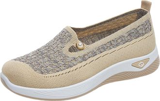 Generic Ladies Trainers, Walking Shoes for Women UK, Womens Summer New Breathable Trainers - Trendy Versatile Sports Shoes for Women Beige