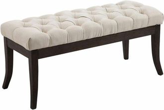 Clp Clp - Taburete Recibidor Ramses En Tela & Madera Oscura Crema 100 Cm