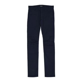Balmain Slim-fit Trousers, male, Blue, XS, Slim Cotton Trousers with Zip Fastening