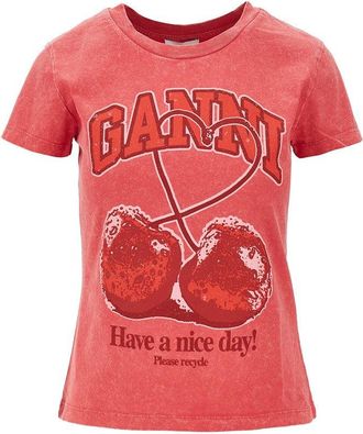 Ganni Jersey T-shirt with Cherry print Woman S