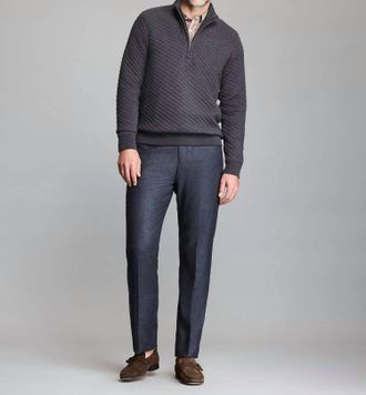 Billy Reid Diamond Quilt Half Zip Sweater In Black