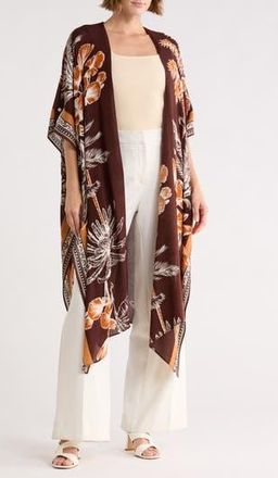 Vince Camuto Palm Tree Crinkle Duster in Chocolate at Nordstrom Rack