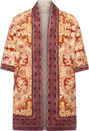 Pierre-Louis Mascia Cappotto a fiori con maniche corte - Marrone