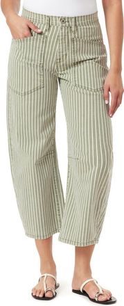 Kensie Barrel Leg Ankle Pants in Harbor Stripe Palm Green at Nordstrom Rack, Size 12
