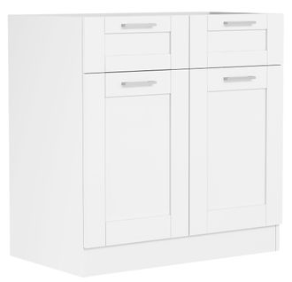 ebuy24 Gabinete De Cocina Vcm Dimensiones Aprox. Al. 82 X An. 80 X. T. 46 Cm Gabinete Inferior Con Dos Puertas Giratorias Y Dos Cajones En Estilo Casa De Cam