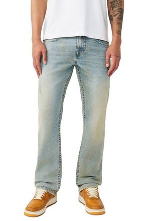 True Religion Ricky Embroidered Relaxed Straight Leg Jeans in Pollen Bleach Light Wash at Nordstrom, Size 40