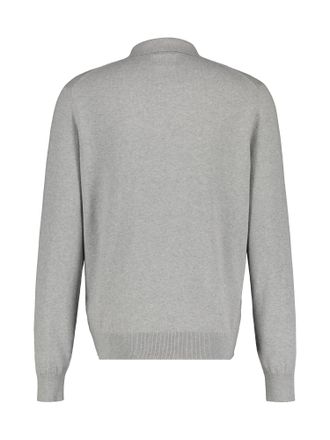 Lerros Strickpullover LERROS LERROS Langarm Strickpolo mit Wollanteil, Herren, Gr. 3XL, grau (platinum grau melange), 80% Baumwolle, 20% Wolle, ohne Ausschni