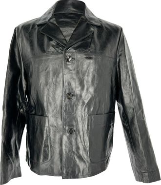 Ami Single-Breasted Blazer in Black Lamb Leather