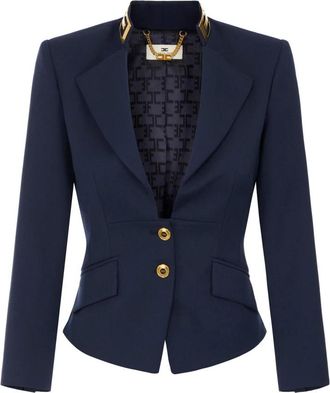 Elisabetta Franchi Dames, Jassen, Blauw, Maat: M Gabardine