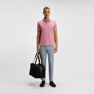 HUGO BOSS Mens Hbg Paddy Polo Shirt With Contrast Tipping in Open Pink - Size Small