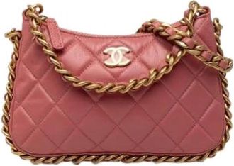 Chanel Pre-owned Vintage Quilted Satchel - Dames - Vintage Schoudertas - Roze - ONE Size - Leer - Vintage