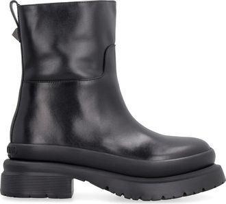 Valentino Garavani Roman Stud leren bikerlaarzen - Heren - Enkellaarsjes - Zwart - 44 EU - Leer - Schoenen