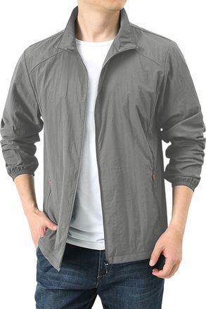 Generic Mens Full Zip UPF 50+ Sun Shirts Stand Collar Long Sleeve SPF UV Protection Lightweight Quick Dry Zipper Up Golf Hiking Running Shirts Jackets