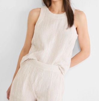 Nic+Zoe Pinstripe Gauze Pop On Top In Neutral