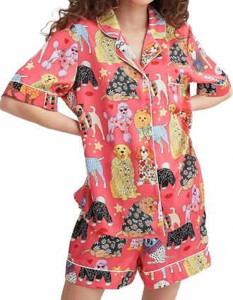 Karen Mabon Organic Cotton Printed Short Pajama Set In Fashion Dogs