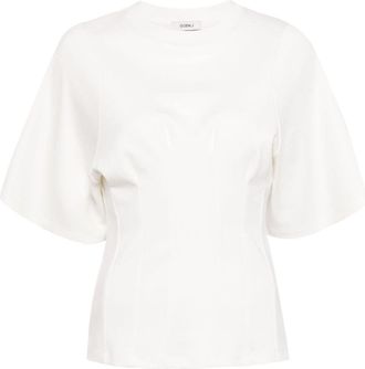 GOEN.J ruched-detailing cotton T-shirt - women - Cotton - L - White
