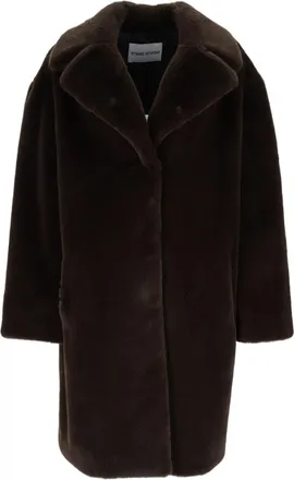 Stand Studio Brown Plush Wide-Collar Coat