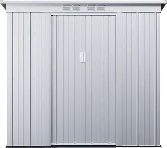 VENTE-UNIQUE.COM Cobertizo de jard&iacute;n acero gris claro