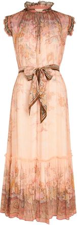 Zimmermann Alchemy Belted Paisley-print Chiffon Midi Dress - Pink - 1 (UK 10 / S)