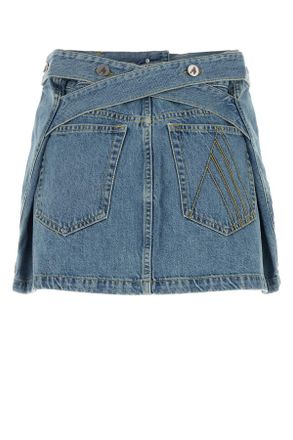 The Attico Womens Denim Mini Skirt Skyblu Exterior: Cotton Gonne