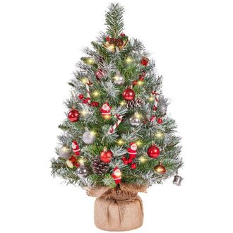 Yaheetech Yaheetech Mini &Aacute;rbol De Navidad Artificial De 61 Cm Con Nieve, Incluye 35 Led Blancos C&aacute;lidos, 42 Bayas Rojas Y 6 Pi&ntilde;as Peque&ntilde;o &Aacute;rbol De Mesa Para Dec