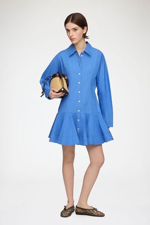 Ganni Navy Shirt Dress in Blue Cotton - Size 32 Organic