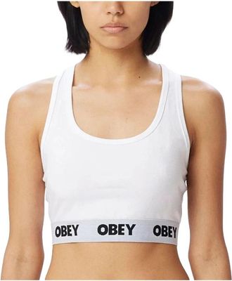 Obey Cropped Tank - Dames - Tops zonder mouwen - Wit - XS - Tops