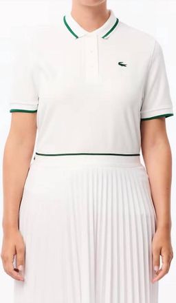 Lacoste Uv Protect Stripe Collar Tennis Polo In White