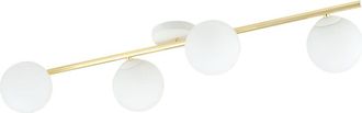 Wonderlamp Regleta de techo estilo nórdico blanco y dorado con 4 esferas blancas