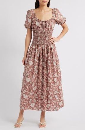 Faithfull The Brand Beatrice Floral Print Cotton Midi Dress in Sun Flora at Nordstrom Rack, Size Xx-Large