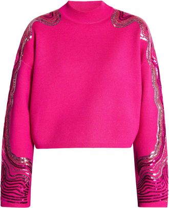 Faina Gebreide trui met pailletten Dames roze