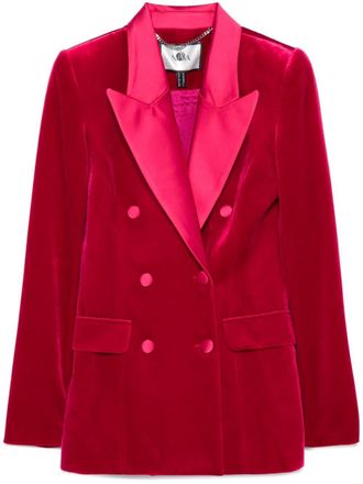 Nissa double-breasted velvet blazer - women - Polyester/Spandex/Elastane/Acetate - 40 - Pink