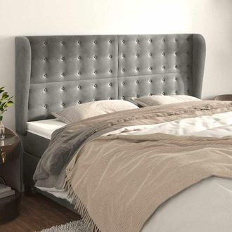 vidaXL Vidaxl Cabecero Con Orejas De Terciopelo Gris Claro 183x23x118/128 Cm