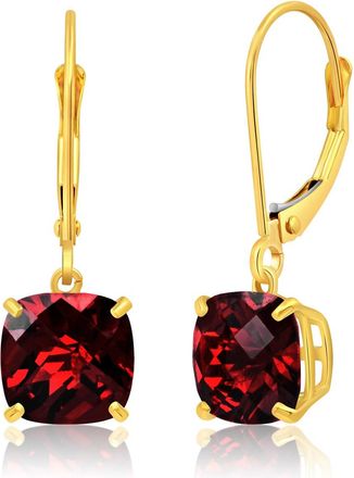 MAX + STONE 14k Solid Yellow Gold Gemstone Dangle Leverback Earrings (8mm)